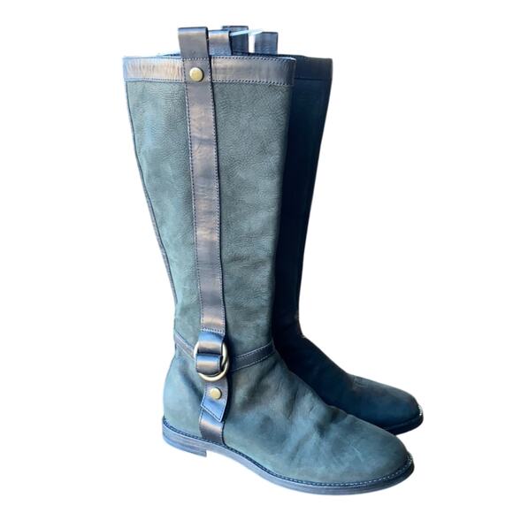 Cole Haan Charcoal Black Liberty Boots leather flat winter minimalist size 6.5 - Picture 6 of 10